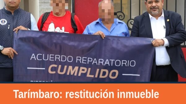 Fachada de vivienda en Fraccionamiento Ruiseñores, Tarímbaro, durante proceso de restitución inmueble tarímbaro