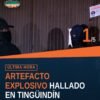 Fiscalía General del Estado de Michoacán asegura artefacto explosivo tingüindín en camioneta GMC durante cateo en colonia