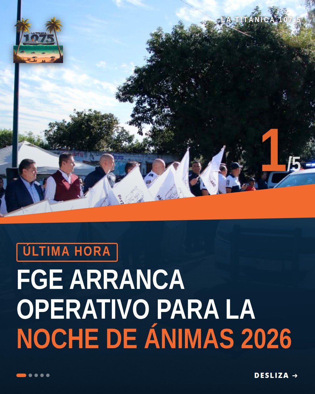 Funcionario de la FGE en el banderazo del operativo de seguridad noche de ánimas 2026 en la glorieta de Tzurumútaro
