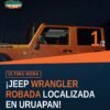 Camioneta Jeep Wrangler estacionada dentro de un inmueble en la colonia San Francisco de Uruapan, Michoacán