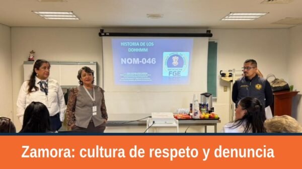 Fiscalía General de Michoacán imparte charla sobre cultura de respeto zamora en evento con personal del ISSSTE en Zamora