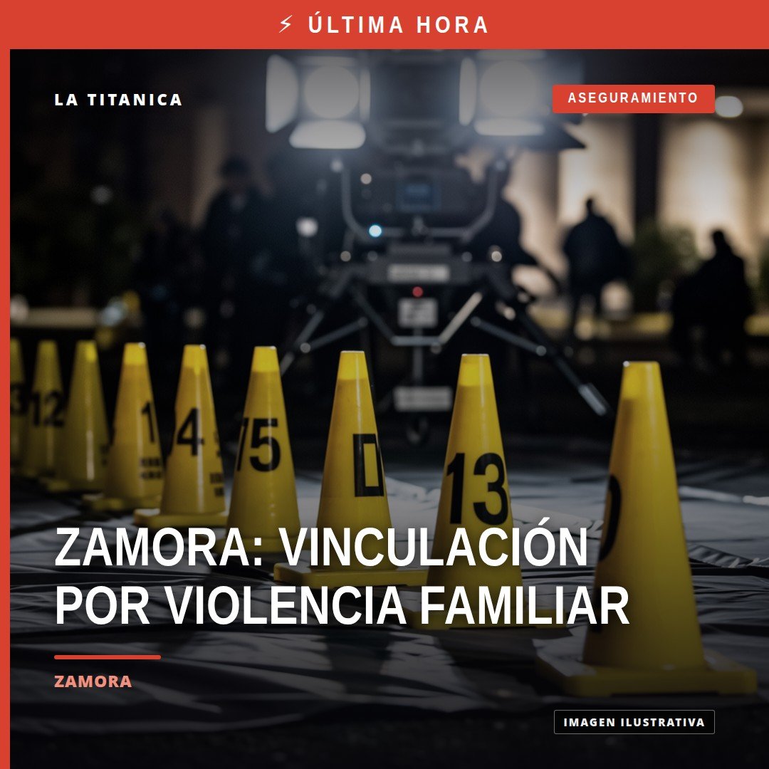 Imagen simbólica de balanza y edificio de justicia en Zamora, con texto 'violencia familiar zamora'